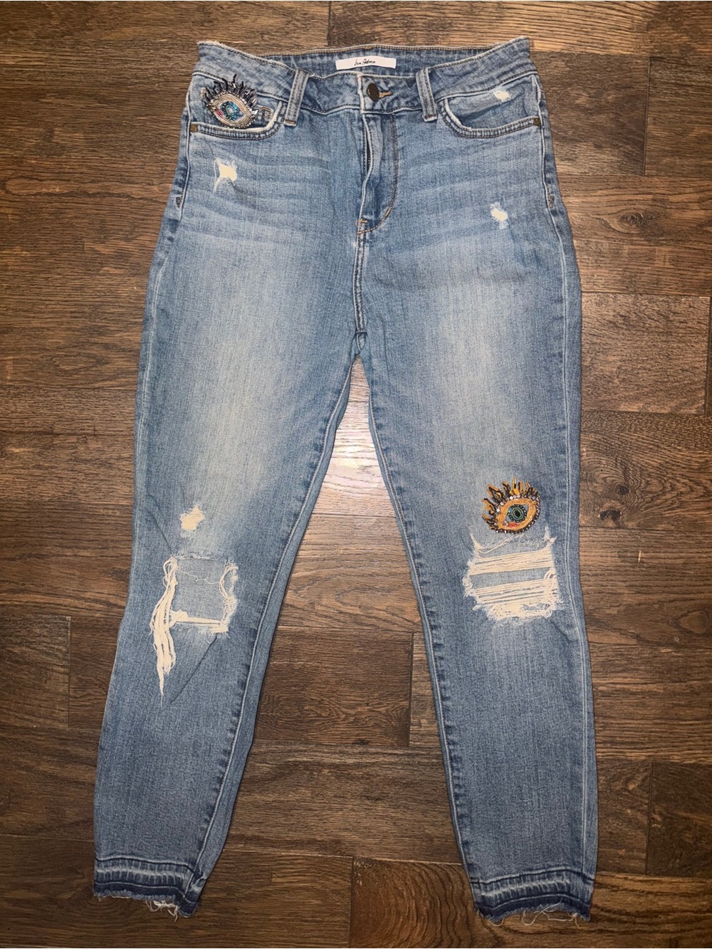 Sam Edelman Distressed Cropped Jeans with Embroidered Accents